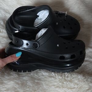 CROCS Black Platform Mules